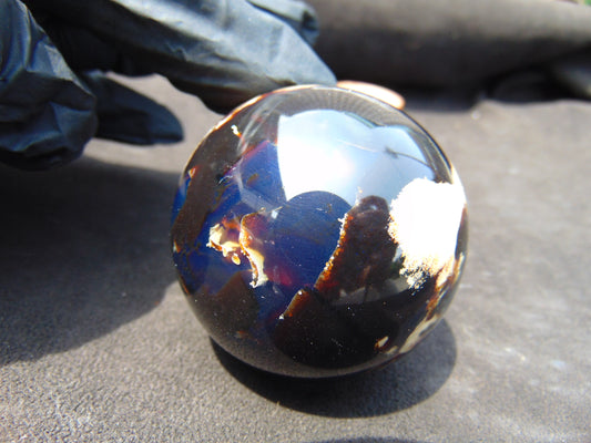 105 gr Shaped Ball Sphere Indonesian Blue Amber for Healing AJ1059