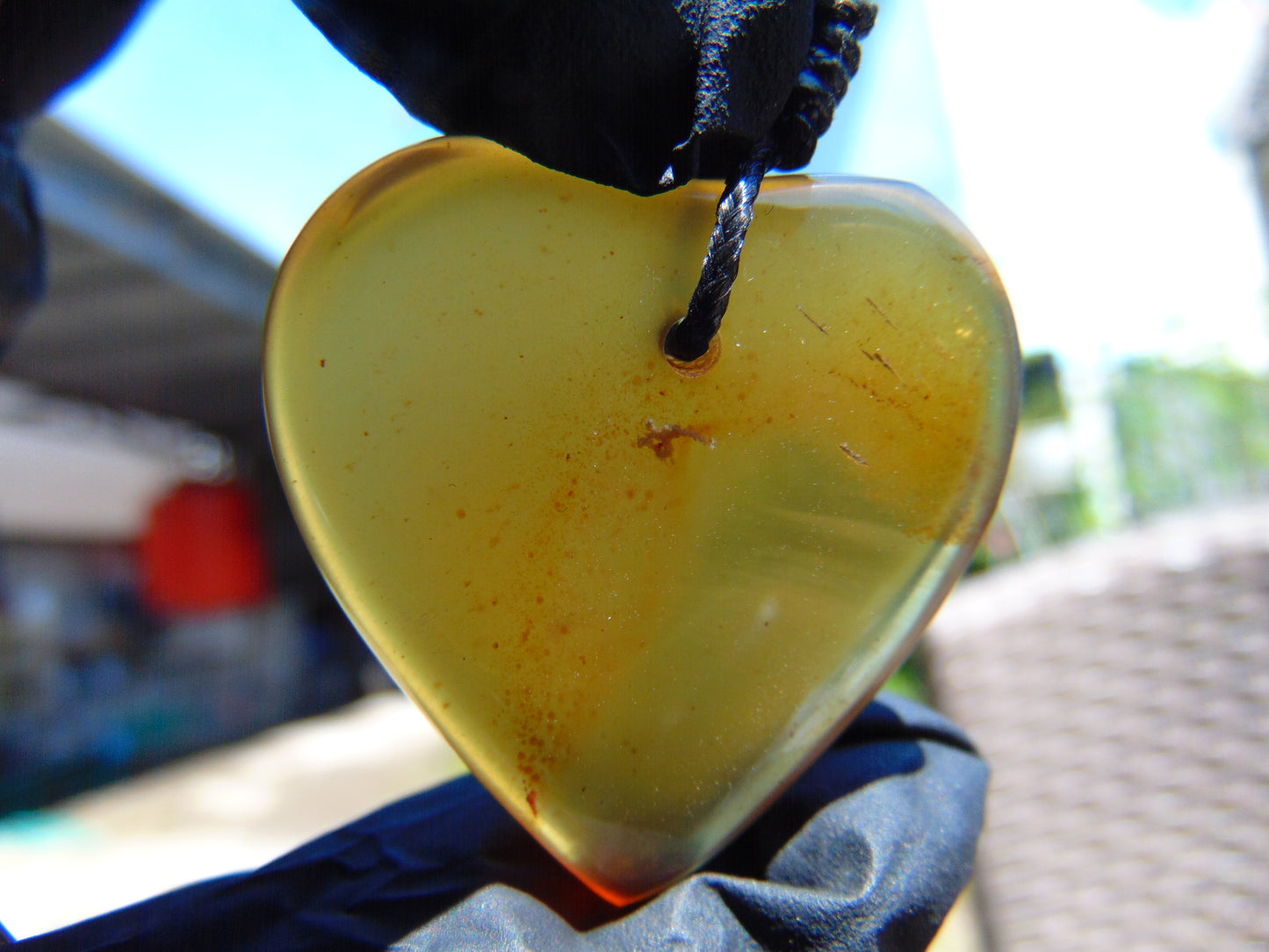 7 gr Heart Pendant Indonesian Crystal Blue Amber for Healing 25Y210