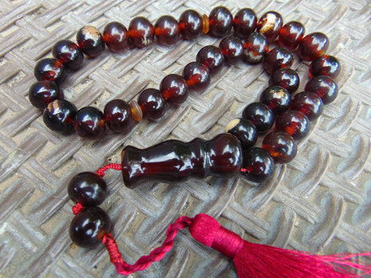 46 gr Hand Tasbih 33+2 Beads 12 mm Indonesian Red Amber for Healing TB13i2