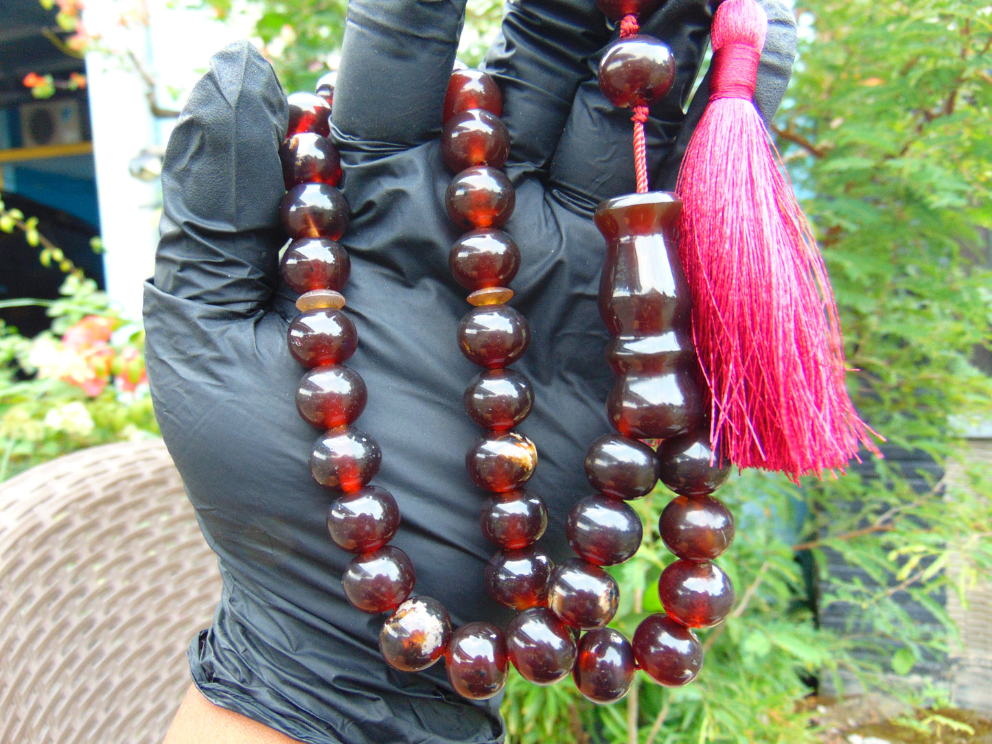 46 gr Hand Tasbih 33+2 Beads 12 mm Indonesian Red Amber for Healing TB13i2