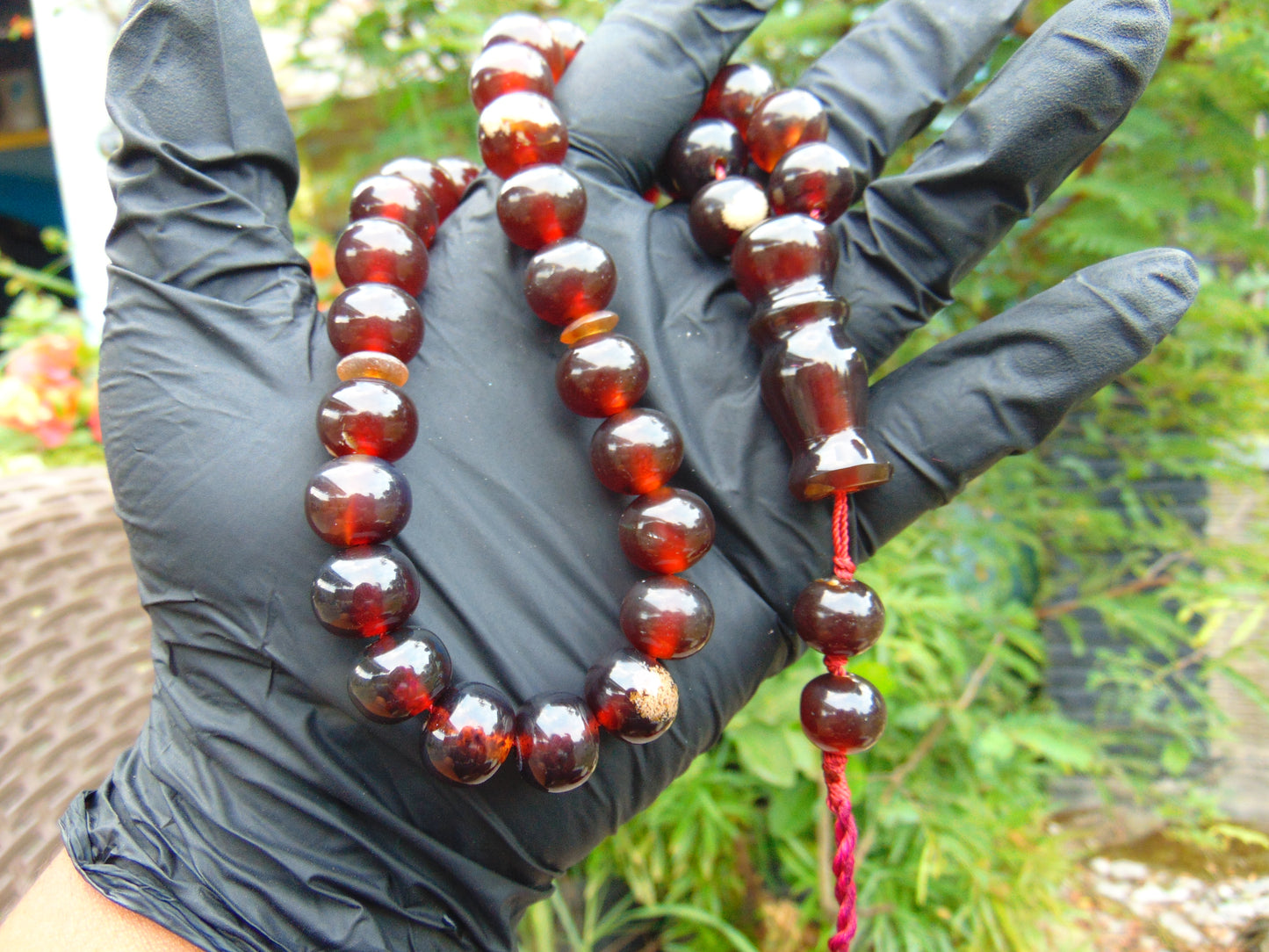 46 gr Hand Tasbih 33+2 Beads 12 mm Indonesian Red Amber for Healing TB13i2