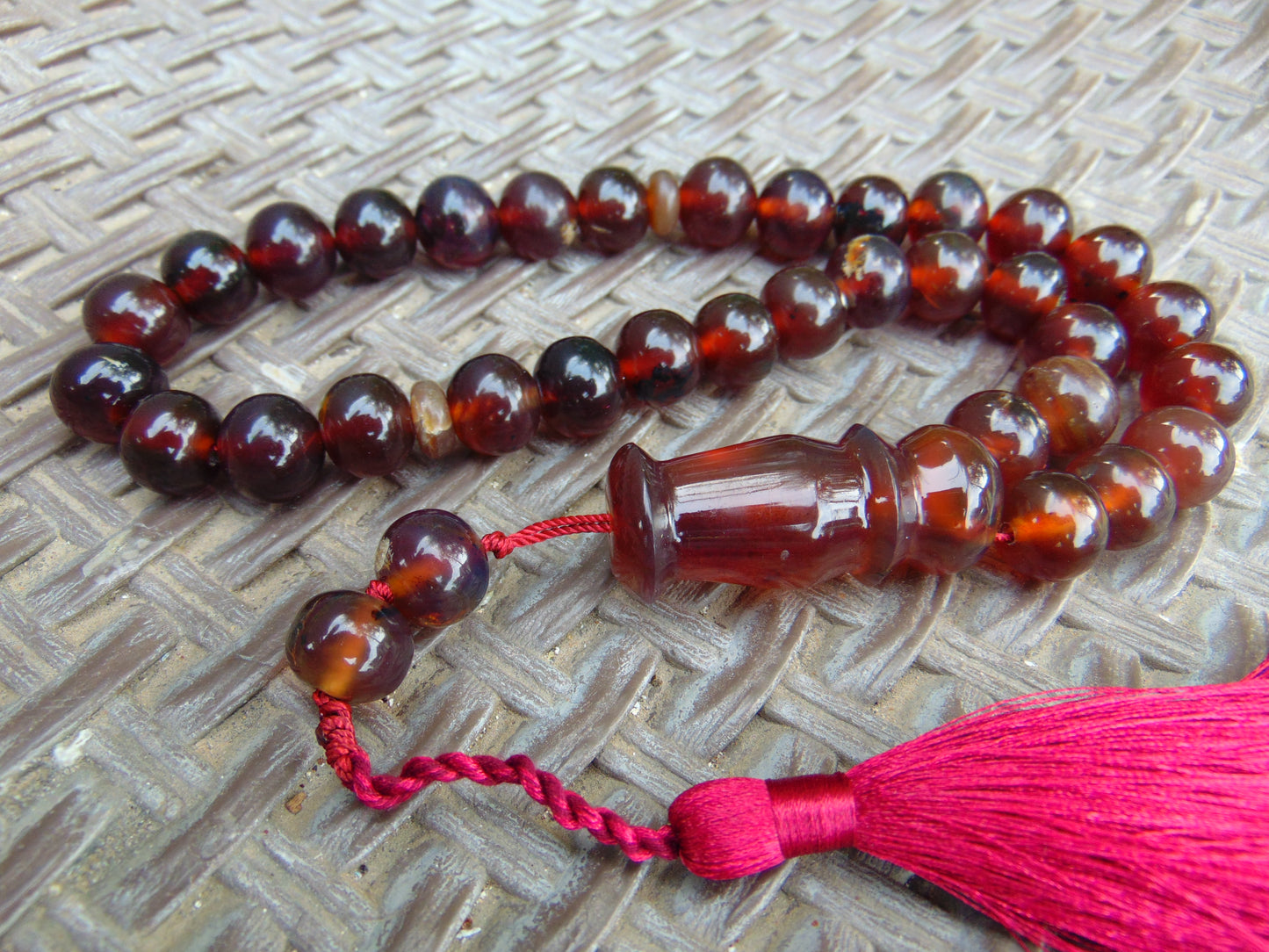 56 gr Hand Tasbih 33+2 Beads 13 mm Indonesian Red Amber for Healing TB14i33