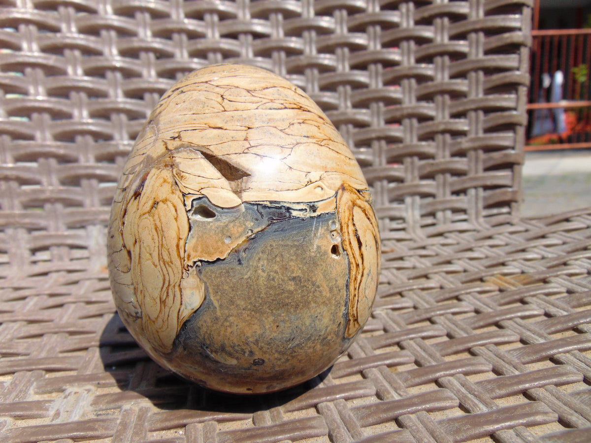218 gr Shaped  Egg - 82x70 mm Indonesia Aromatic Perfumed Yellow Cream Amber, Natural Stone Egg, Unique Home & Altar Decor 26CTL10