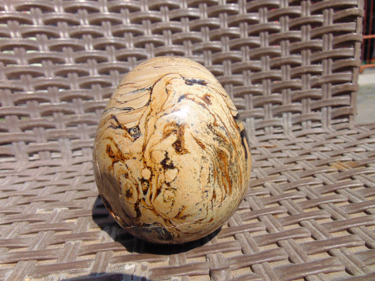 218 gr Shaped  Egg - 82x70 mm Indonesia Aromatic Perfumed Yellow Cream Amber, Natural Stone Egg, Unique Home & Altar Decor 26CTL10