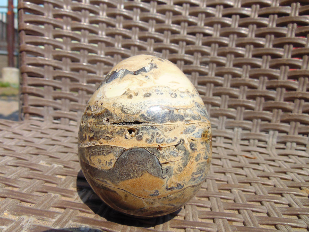 216 gr Shaped  Egg - 84x70 mm Indonesia Aromatic Perfumed Yellow Cream Amber, Natural Stone Egg, Unique Home & Altar Decor 26CTL11