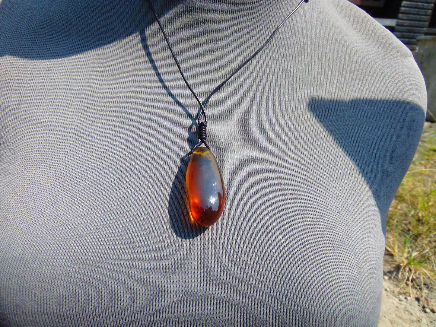 6 gram Teardrop Pendant Indonesian Blue Amber for Healing PB137
