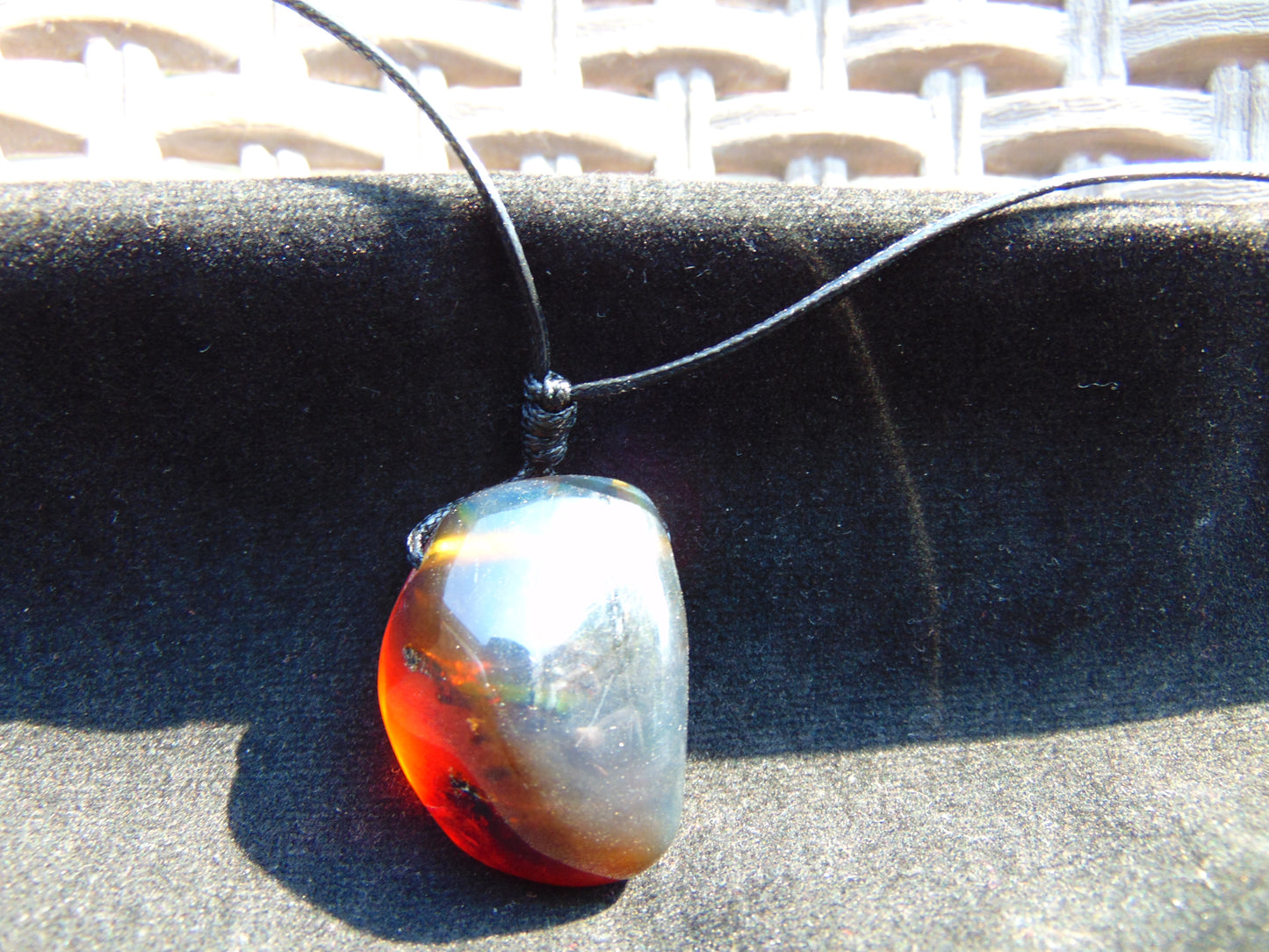 9 gram Pendant Indonesian Blue Red Amber for Healing rb23