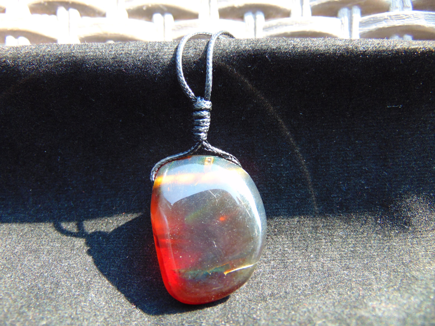 9 gram Pendant Indonesian Blue Red Amber for Healing rb23