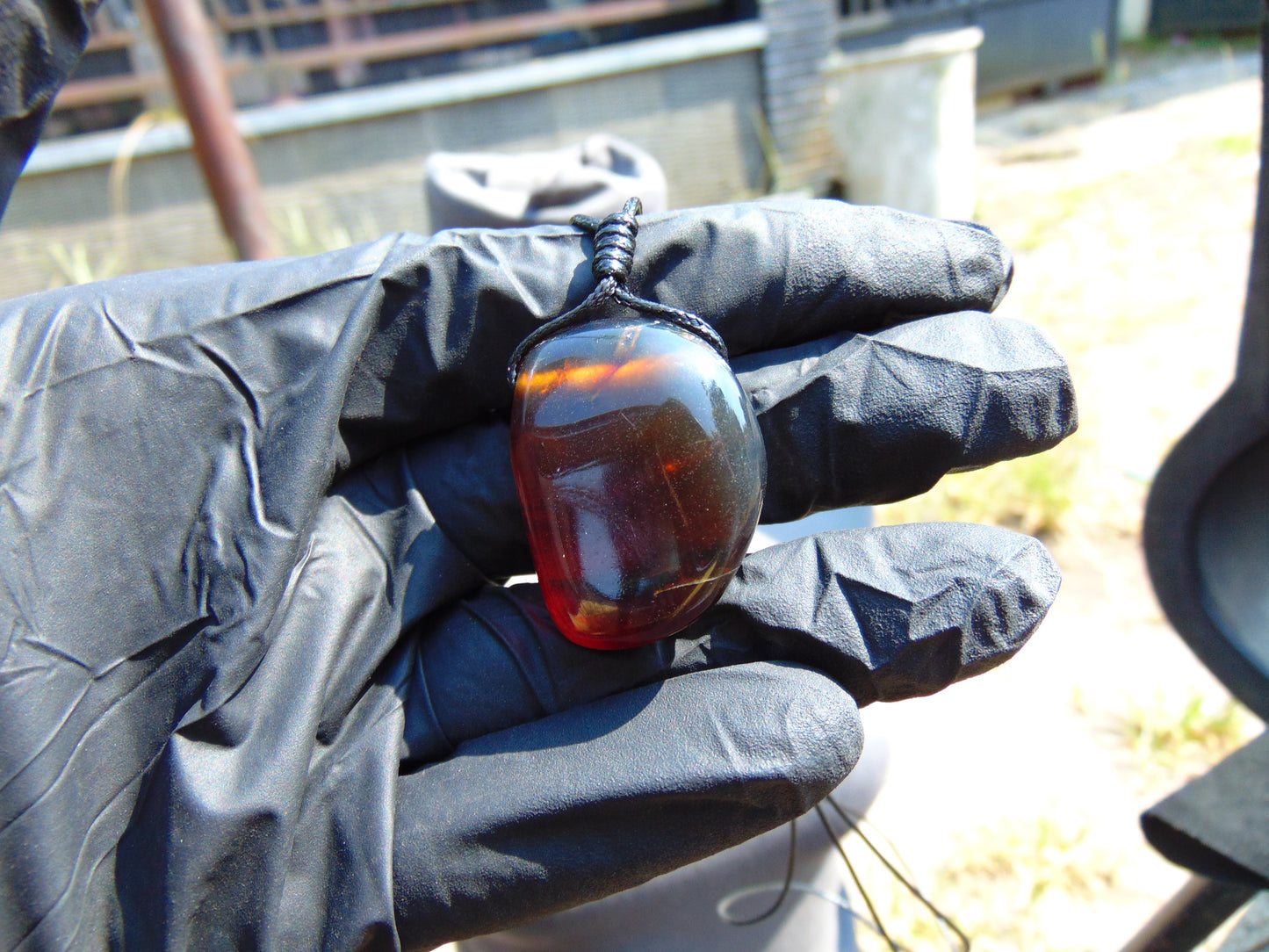 9 gram Pendant Indonesian Blue Red Amber for Healing rb23