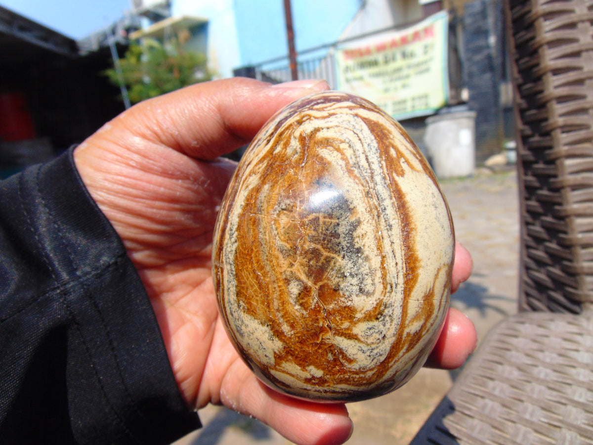 147 gr Shaped Egg - 87x71 mm Indonesia Aromatic Perfumed Yellow Cream Amber , Natural Stone Egg, Unique Home & Altar Decor 26CTL15