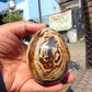 147 gr Shaped Egg - 87x71 mm Indonesia Aromatic Perfumed Yellow Cream Amber , Natural Stone Egg, Unique Home & Altar Decor 26CTL15
