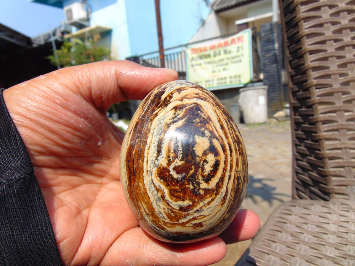 147 gr Shaped Egg - 87x71 mm Indonesia Aromatic Perfumed Yellow Cream Amber , Natural Stone Egg, Unique Home & Altar Decor 26CTL15