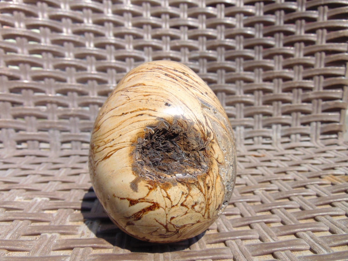 164 gr shaped  Egg - 75x60 mm Indonesia Aromatic Perfumed Yellow Cream Amber, Natural Stone Egg, Unique Home & Altar Decor 26CTL5