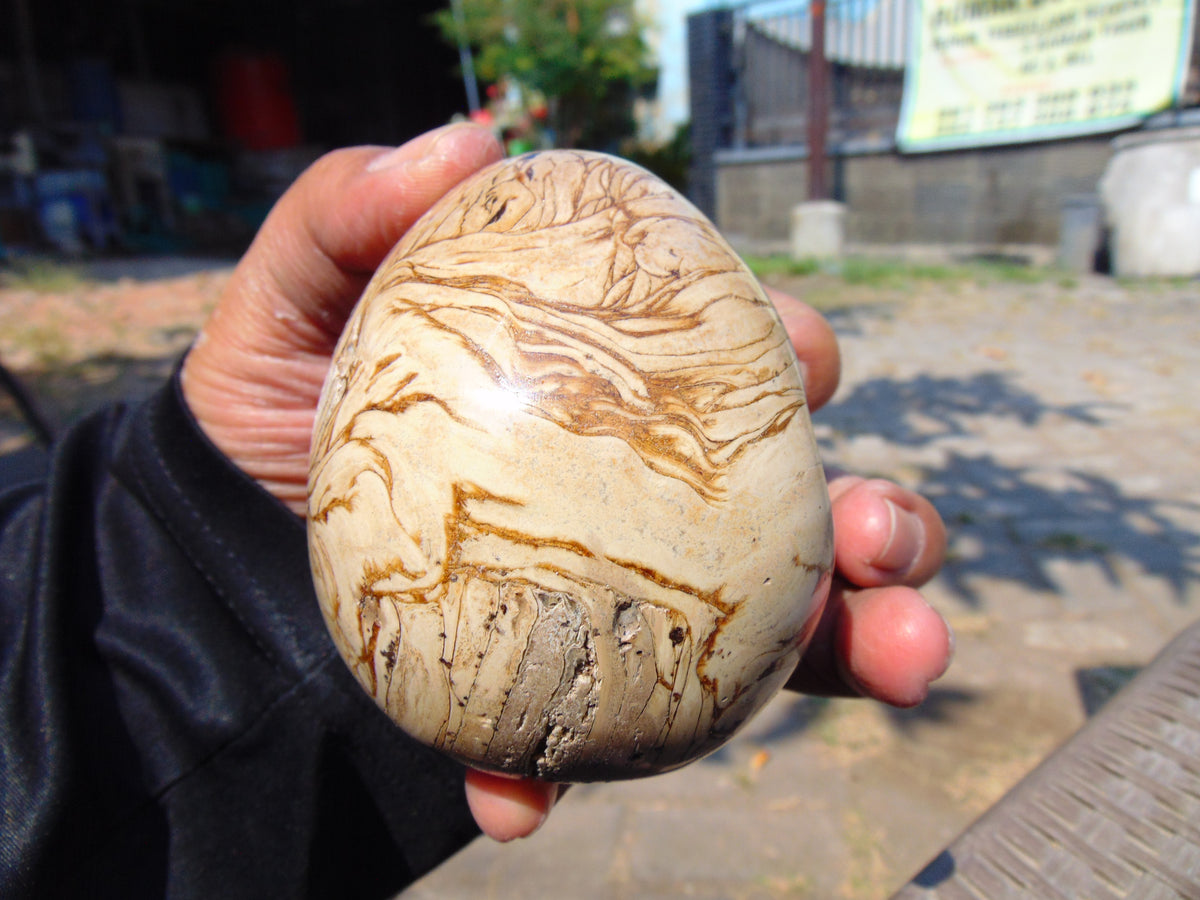 164 gr shaped  Egg - 75x60 mm Indonesia Aromatic Perfumed Yellow Cream Amber, Natural Stone Egg, Unique Home & Altar Decor 26CTL5