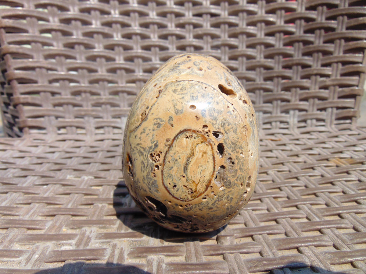 158 gr Shaped Egg - 80x60 mm Indonesia Aromatic Perfumed Yellow Cream Amber , Natural Stone Egg, Unique Home & Altar Decor 26CTL9