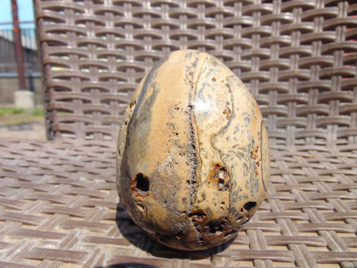 158 gr Shaped Egg - 80x60 mm Indonesia Aromatic Perfumed Yellow Cream Amber , Natural Stone Egg, Unique Home & Altar Decor 26CTL9