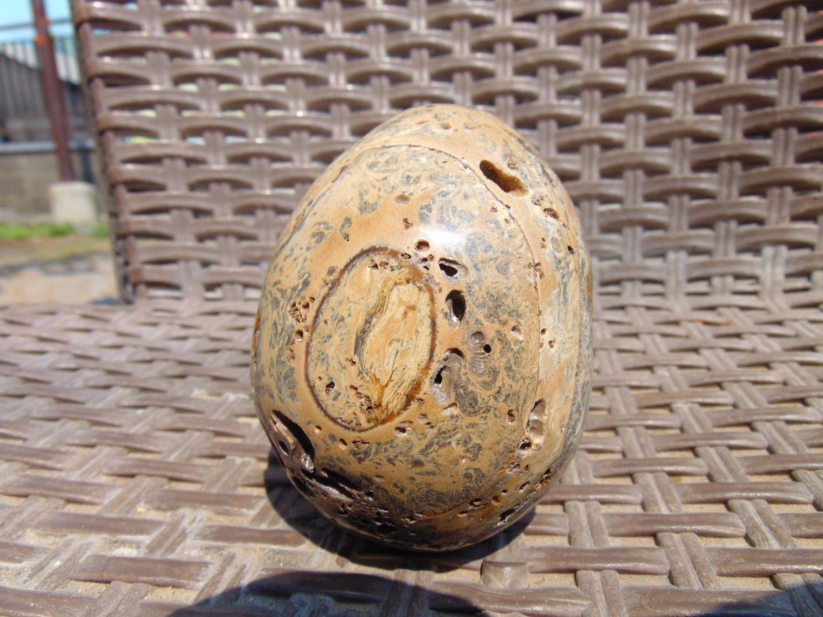 158 gr Shaped Egg - 80x60 mm Indonesia Aromatic Perfumed Yellow Cream Amber , Natural Stone Egg, Unique Home & Altar Decor 26CTL9
