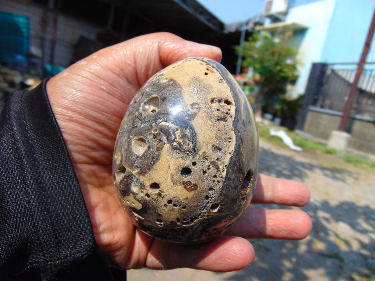 158 gr Shaped Egg - 80x60 mm Indonesia Aromatic Perfumed Yellow Cream Amber , Natural Stone Egg, Unique Home & Altar Decor 26CTL9
