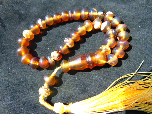 25 gr Hand Tasbih 33+2 Beads 8 mm Indonesian Blue Red Amber for Healing 26TBS850