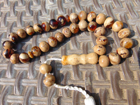 29 gr Hand Tasbih 35 Beads Mesbah Rosary Indonesian White Amber for Healing TB10i3