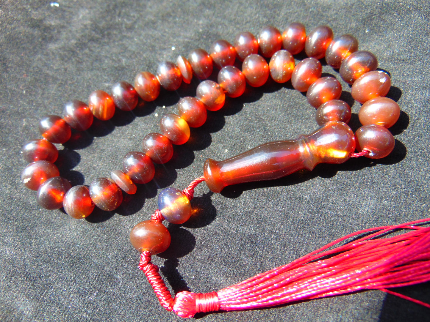 23gr Hand Tasbih 33+2 Beads 8 mm Indonesian Cherry Red Amber for Healing 26TBS48