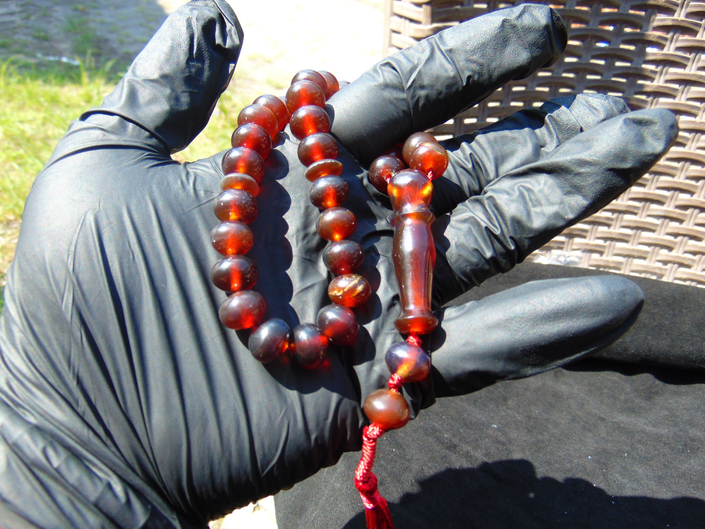 23gr Hand Tasbih 33+2 Beads 8 mm Indonesian Cherry Red Amber for Healing 26TBS48