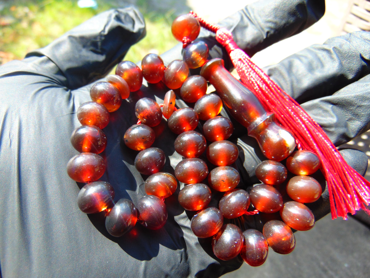 23gr Hand Tasbih 33+2 Beads 8 mm Indonesian Cherry Red Amber for Healing 26TBS48
