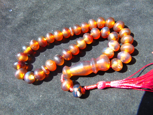 23 gr Hand Tasbih 33+2 Beads 8 mm Indonesian Yellow Red Amber for Healing 26TBS47