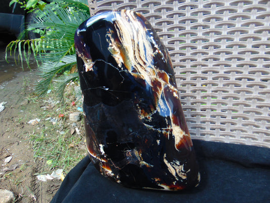 2077 gr Full Polished 25X14X8 mm Indonesia Black Amber for Healing AR220