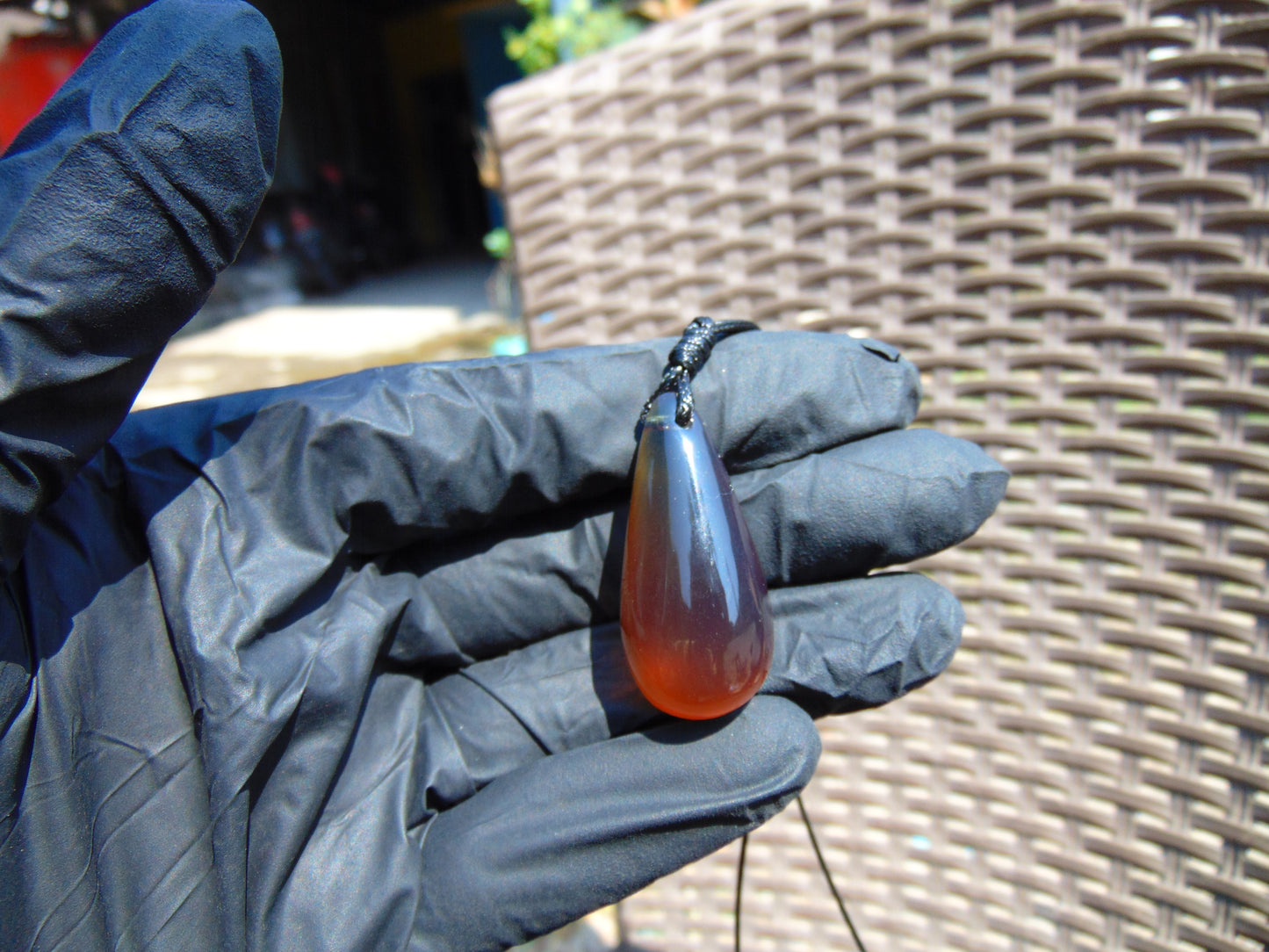 6 gram Teardrop Pendant Indonesian Red Blue Amber for Healing PBN579