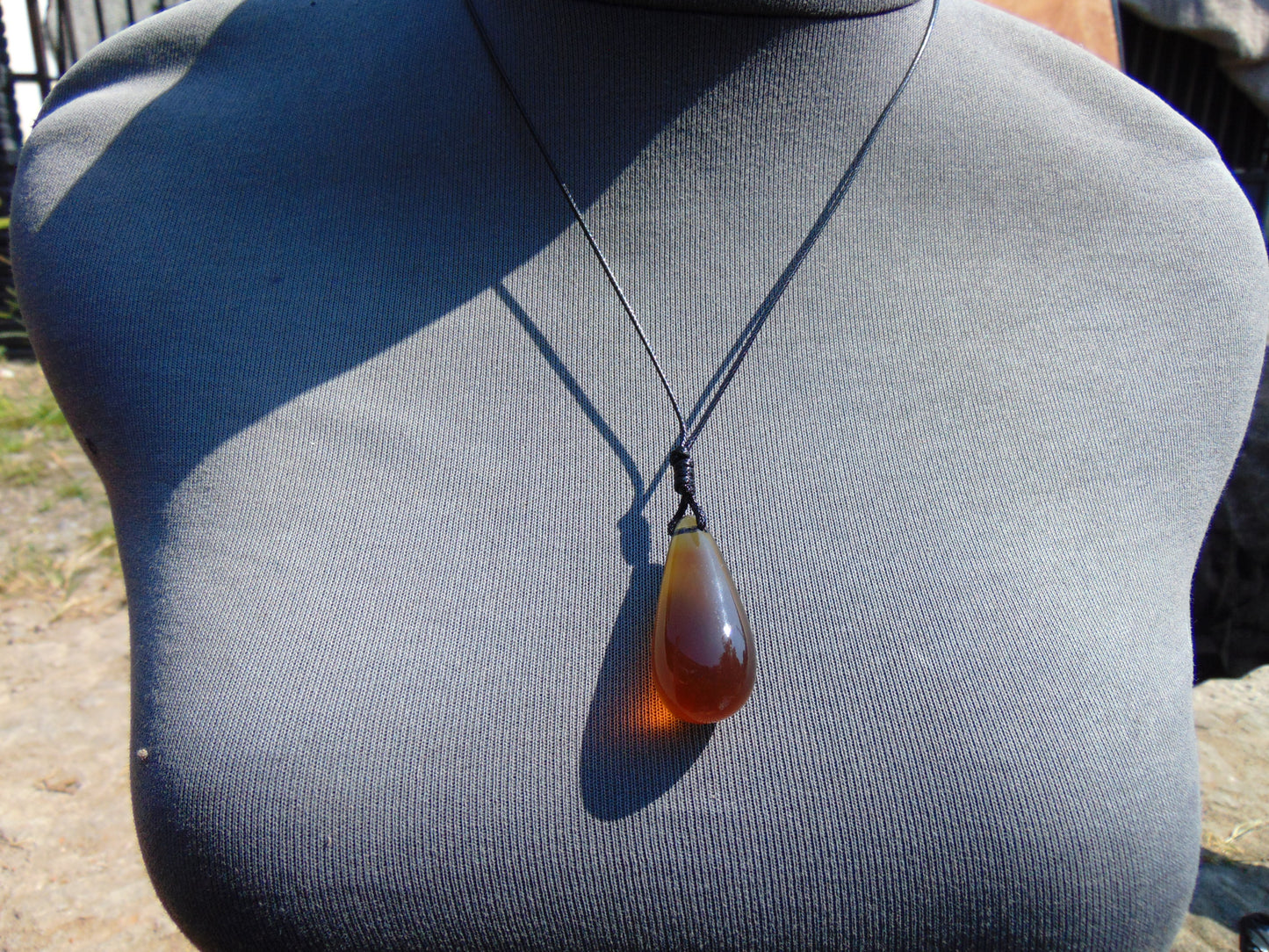 6 gram Teardrop Pendant Indonesian Red Blue Amber for Healing PBN579