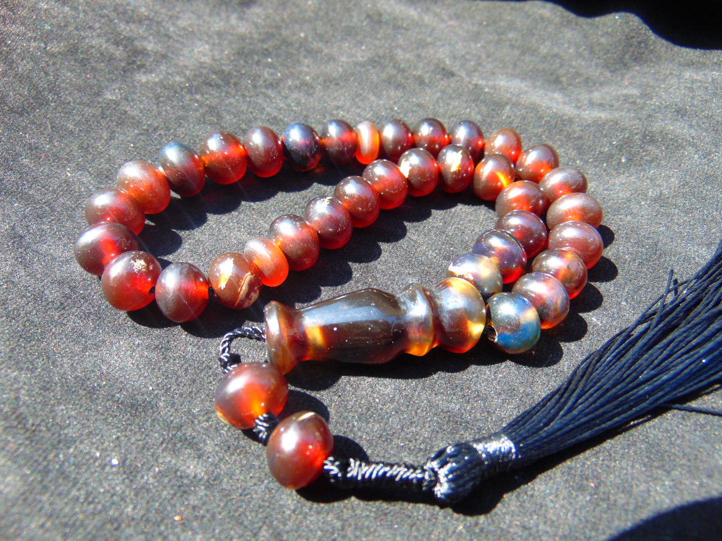 25gr Hand Tasbih 33+2 Beads 8 mm Indonesian Cherry Red Amber for Healing 26TBS49