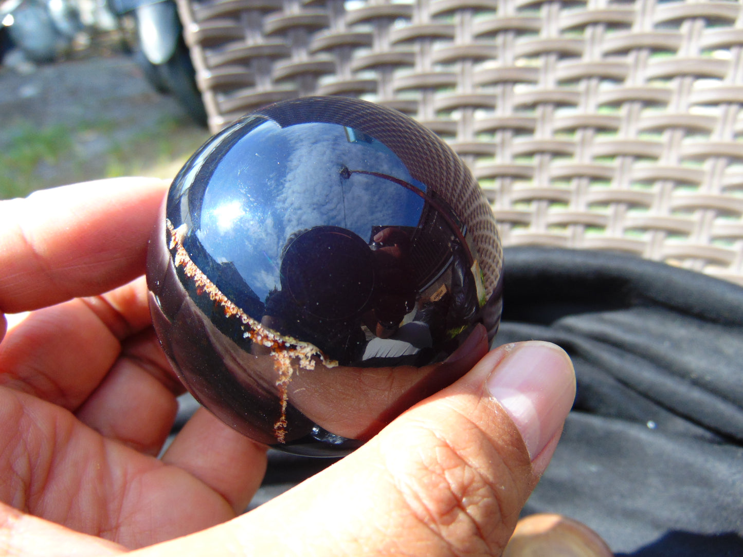100 gr Shaped Ball Sphere 57 mm Indonesian Blue Amber for Healing AJ1057