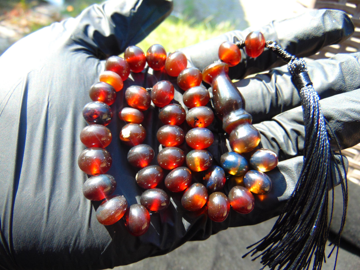 25gr Hand Tasbih 33+2 Beads 8 mm Indonesian Cherry Red Amber for Healing 26TBS49