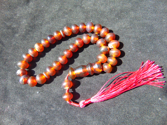 23 gr Hand Tasbih 33+2 Beads 8 mm Indonesian Red Amber for Healing 26TBS42