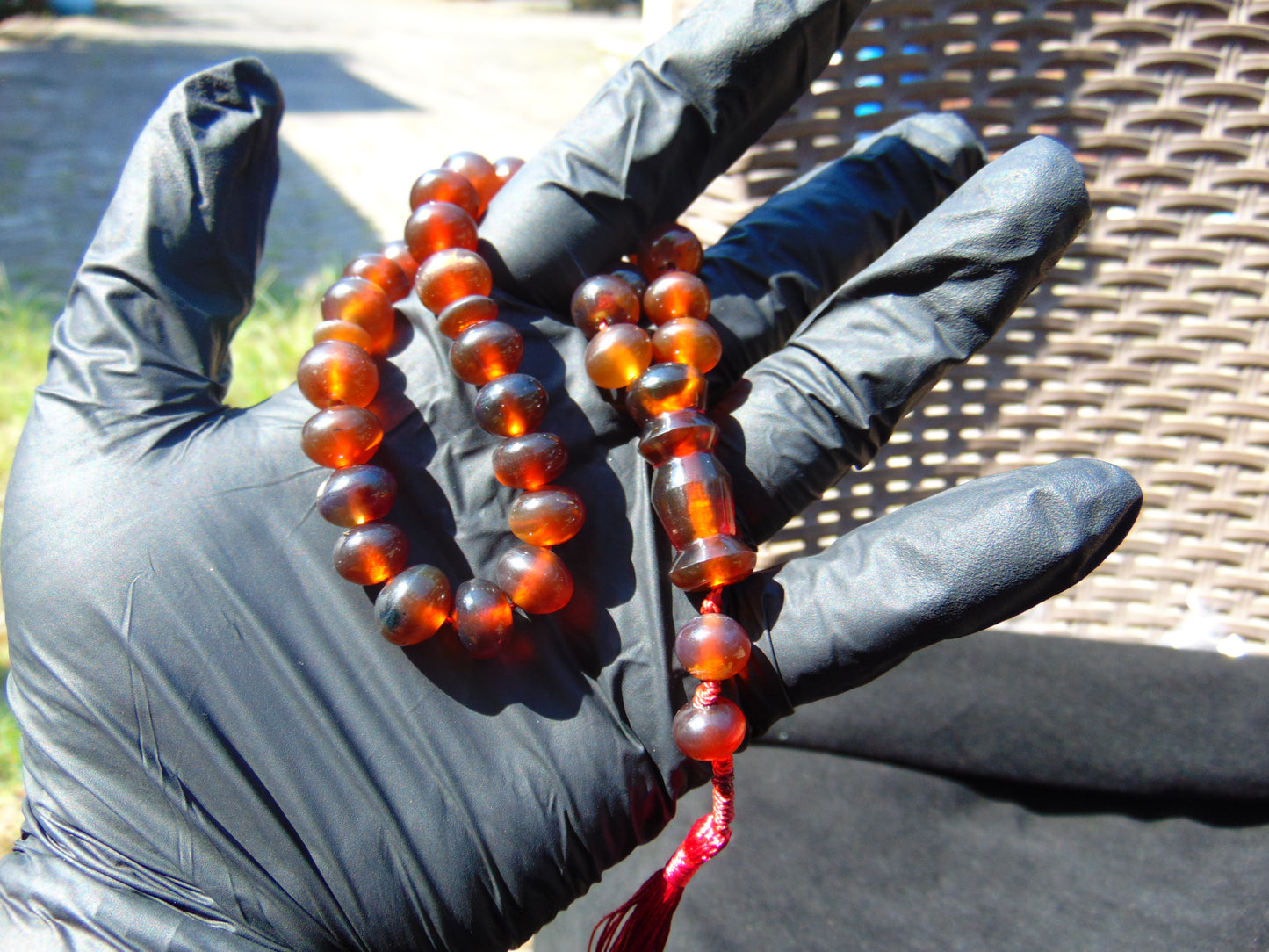26 gr Hand Tasbih 33+2 Beads 8 mm Indonesian Red Amber for Healing 26TBS42