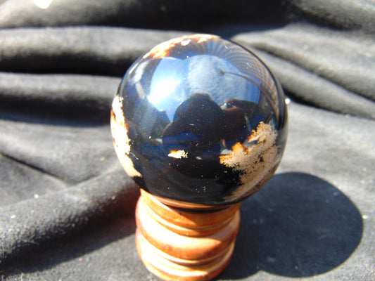 84 gr Shaped Ball Sphere 53 mm Indonesian Black Blue Amber for Healing AJ1050