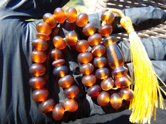 24 gr Hand Tasbih 33+2 Beads 8 mm Indonesian Blue Red Amber for Healing 26TBS41