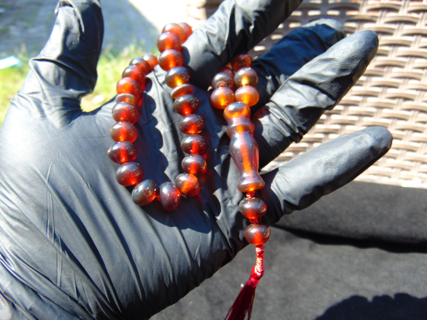 23 gr Hand Tasbih 33+2 Beads 8 mm Indonesian Cherry Red Amber for Healing 26TBS39
