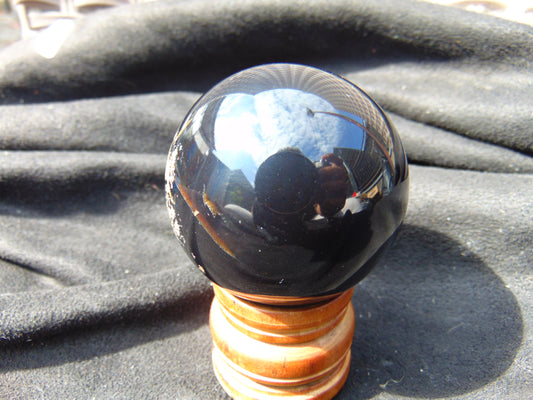 87 gr Shaped Ball Sphere 54 mm Indonesian Black Amber for Healing AJ1065