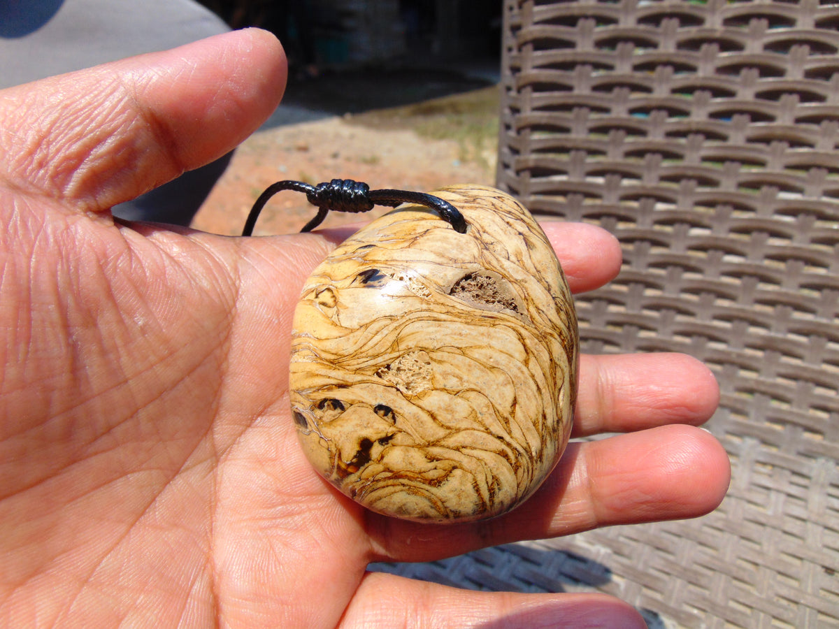51 gr Genuine Natural Indonesian Yellow Cream Amber Big Pendant 26CPX16