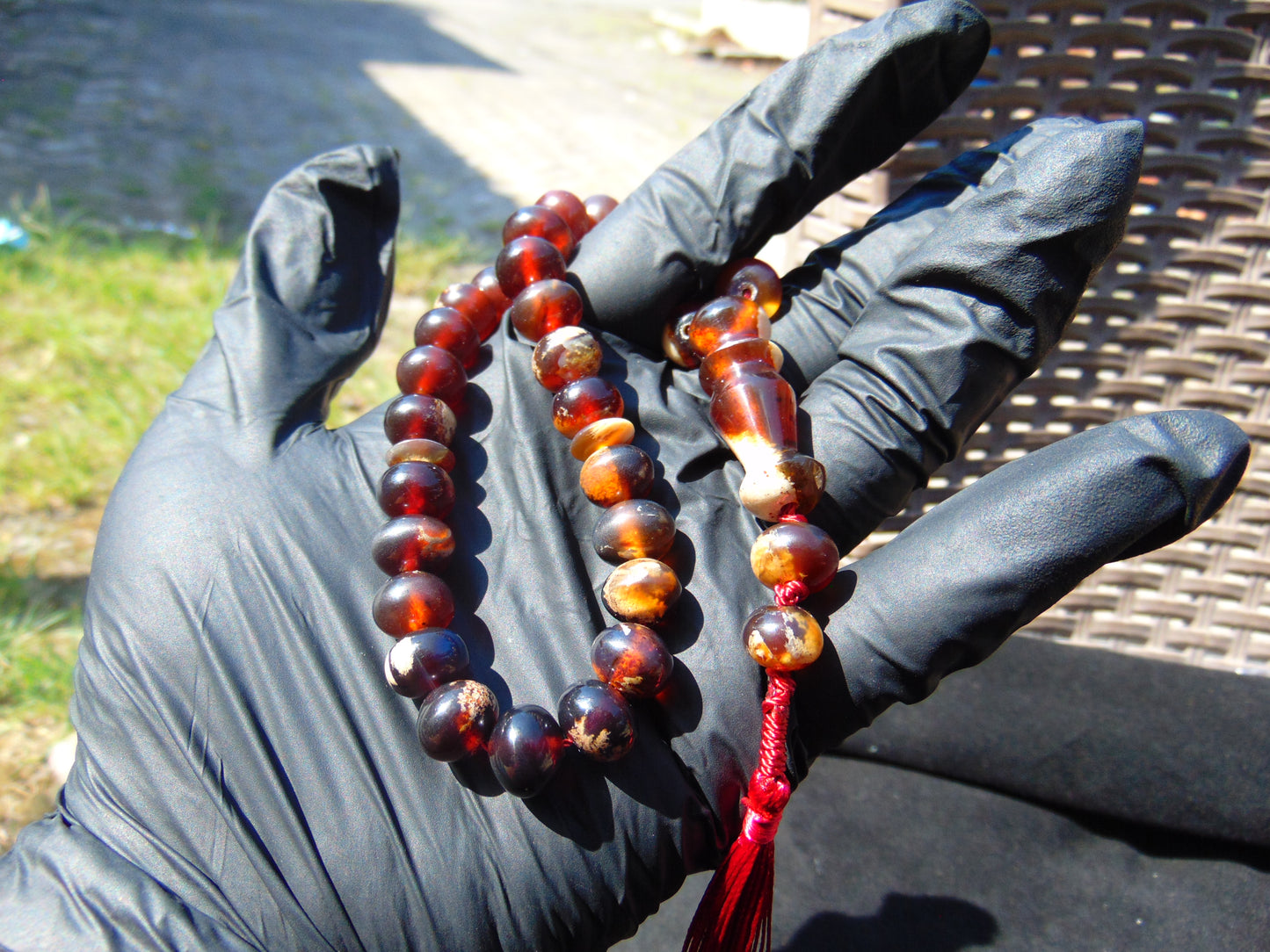 22 gr Hand Tasbih 33+2 Beads 8 mm Indonesian white Red Amber for Healing 26TBS38