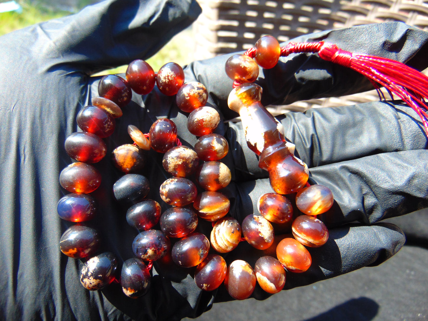 22 gr Hand Tasbih 33+2 Beads 8 mm Indonesian white Red Amber for Healing 26TBS38