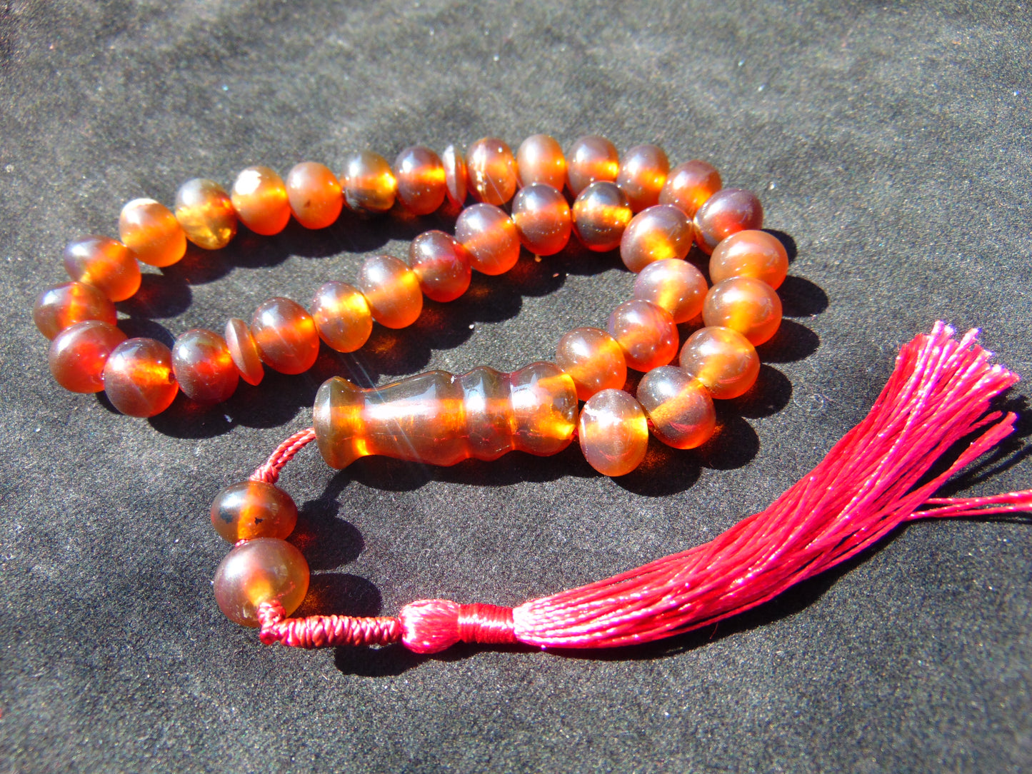 22gr Hand Tasbih 33+2 Beads 8 mm Indonesian Cherry Red Amber for Healing 26TBS40