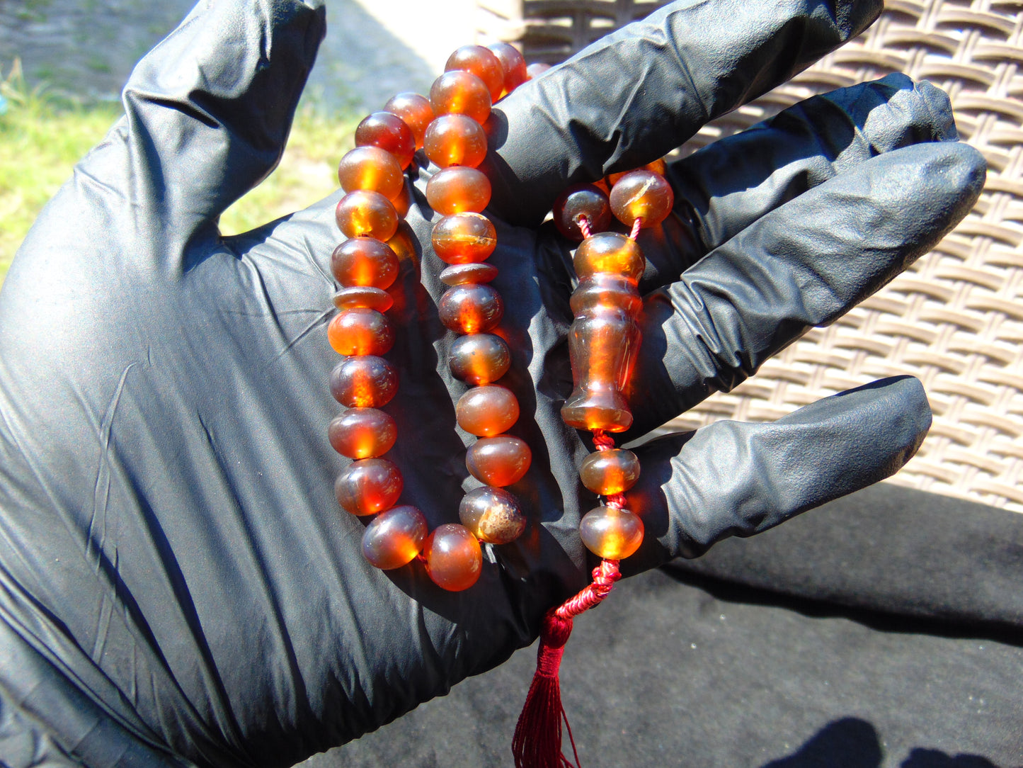 22gr Hand Tasbih 33+2 Beads 8 mm Indonesian Cherry Red Amber for Healing 26TBS40