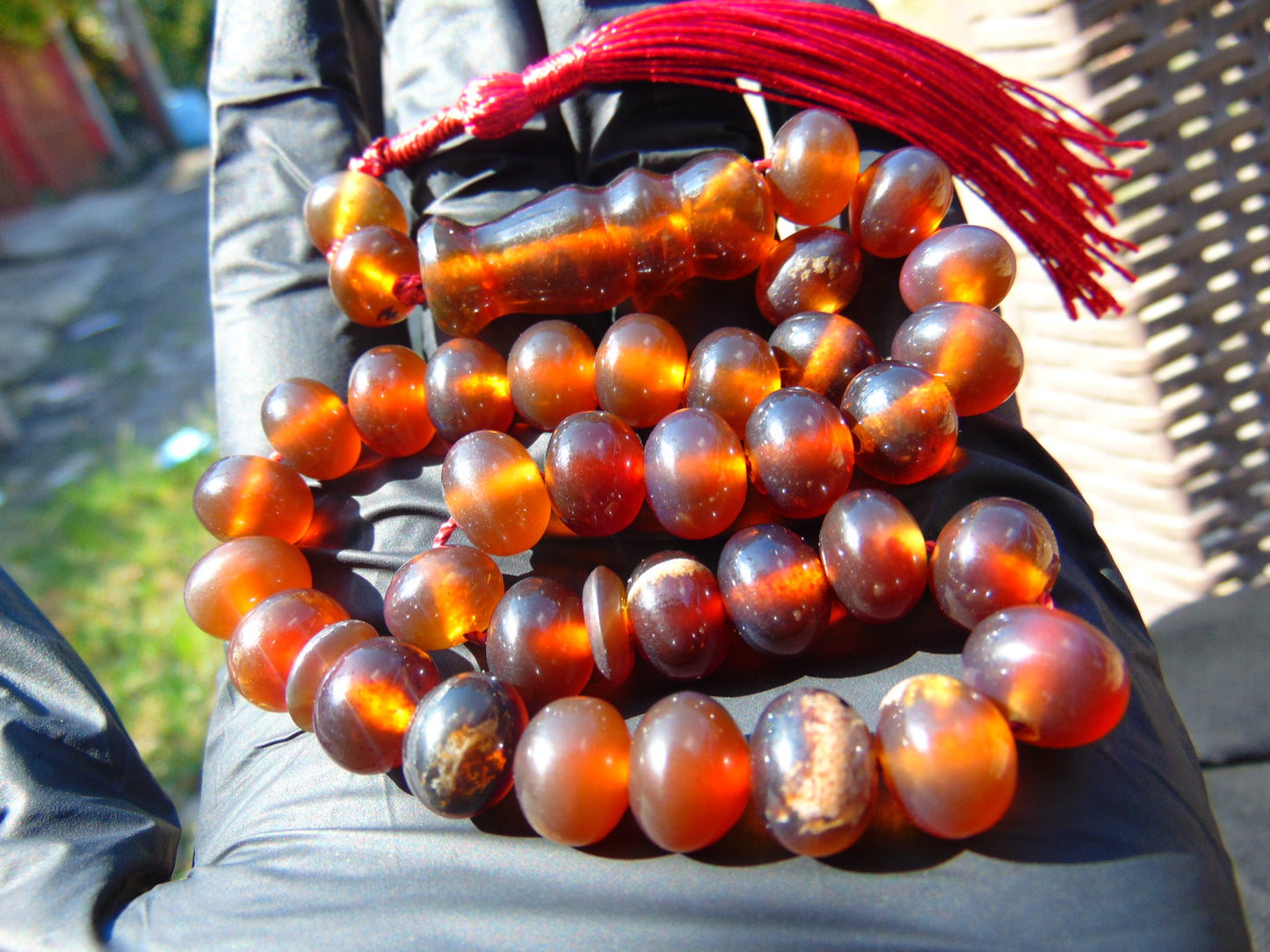 22gr Hand Tasbih 33+2 Beads 8 mm Indonesian Cherry Red Amber for Healing 26TBS40