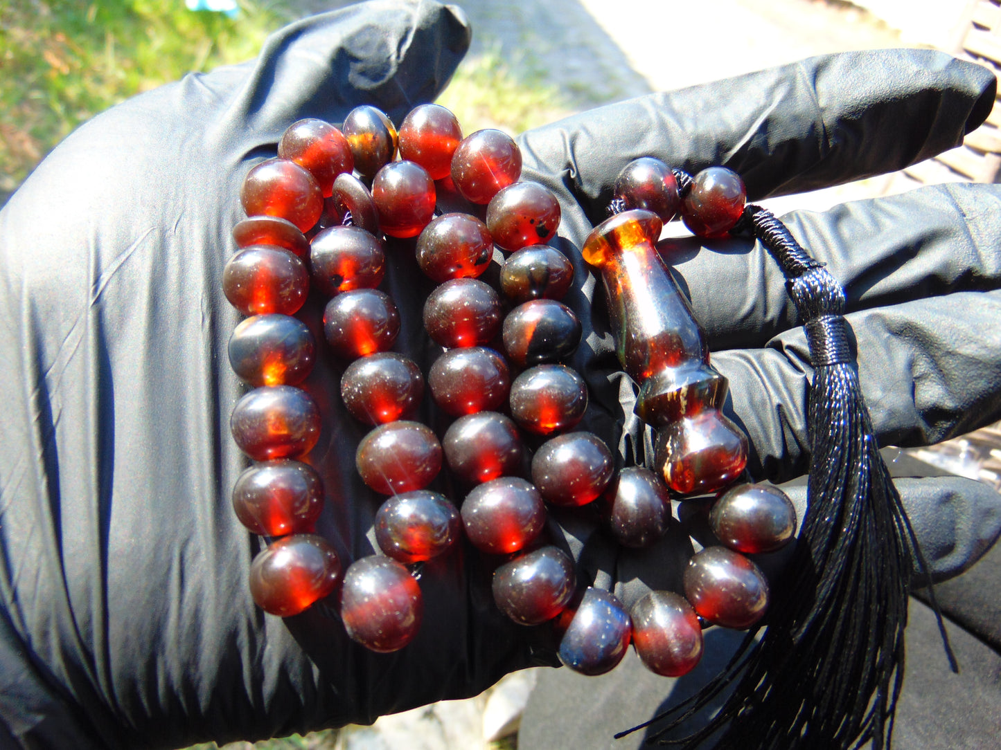 29gr Hand Tasbih 33+2 Beads 8 mm Indonesian Cherry Red Amber for Healing 26TBS46