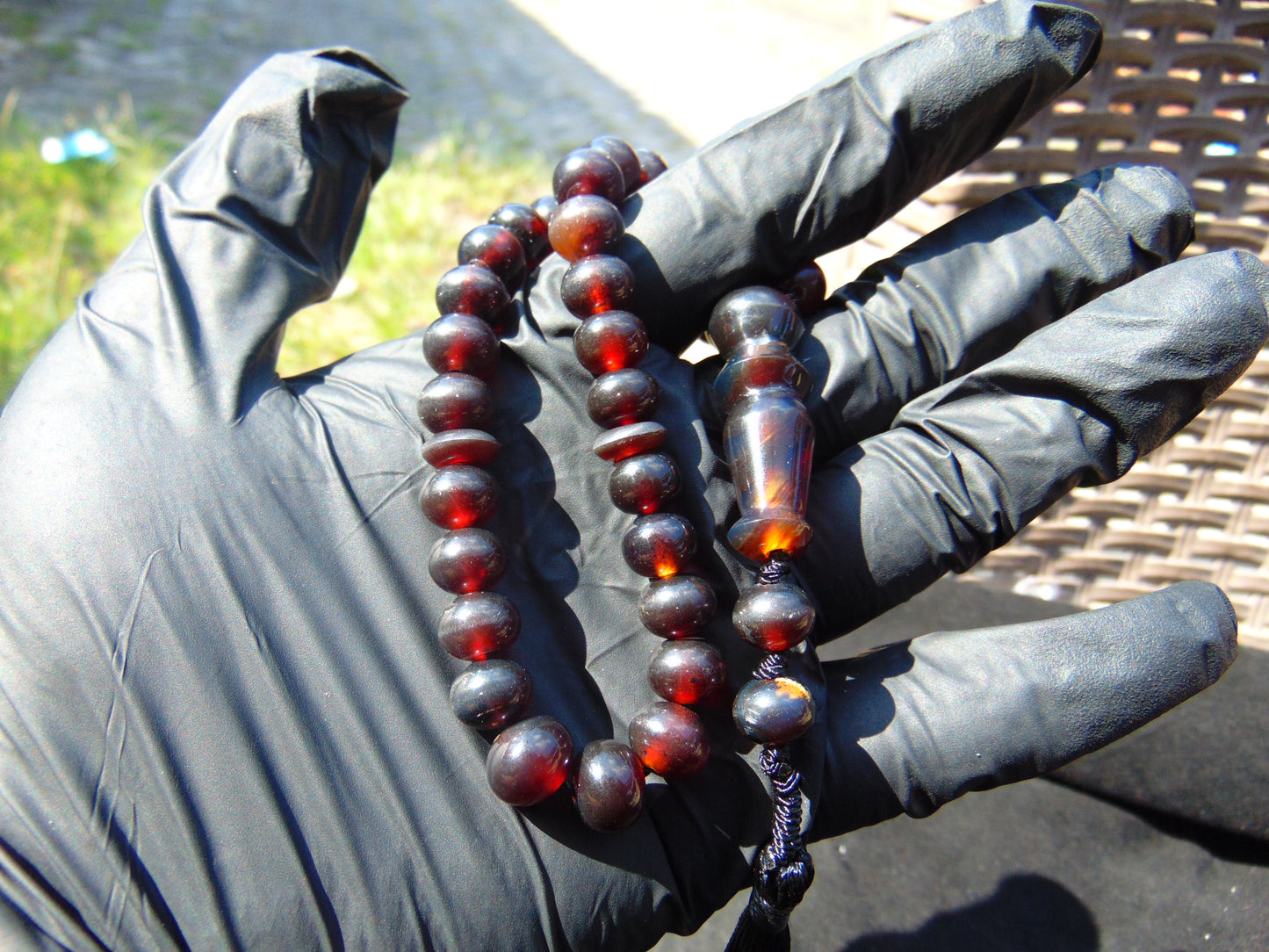 18 gr Hand Tasbih 33+2 Beads 8 mm Indonesian Cherry Red Amber for Healing 26TBS29