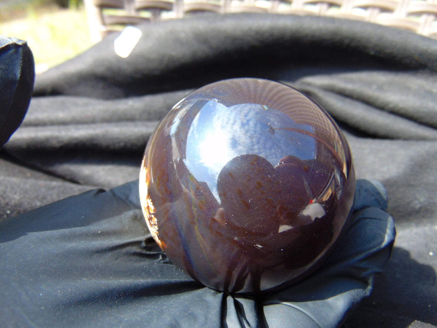 112 gr Shaped Ball Sphere Indonesian Blue Amber for Healing AJ1053