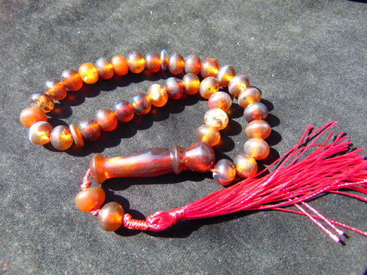 18 gr Hand Tasbih 33+2 Beads 8 mm Indonesian Cherry Red Amber for Healing 26TBS27
